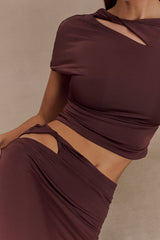 Haven Slinky Twist Midi Skirt - Chocolate