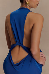 Elke Slinky V Neck Maxi Dress - Cobalt