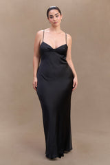 Lilly Sweetheart Satin Maxi Dress - Black