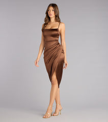 Madelyn Satin Lace-Up Midi Formal Dress