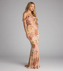 The Holly Floral Cold Shoulder Mermaid Formal Dress is your new go-to taupe dress—effortless, versatile, and made to update your fall style in seconds.