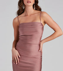 The Ella Cowl Neck Satin Dress is your new go-to mauve dress—effortless, versatile, and made to update your fall style in seconds.