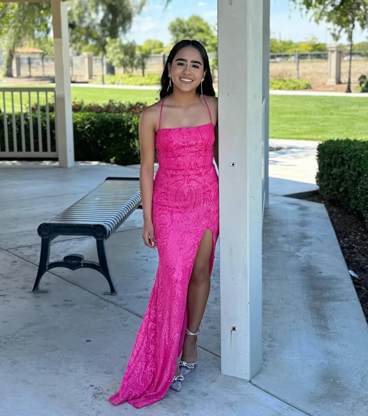 Own every entrance in the Rowena Sequin Mermaid Dress, a fuchsia party dress perfect for milestone birthdays and grad parties, or dancing through autumn nights and unforgettable bachelorette celebrations.