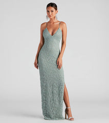 Feel instantly put-together in the Marylou Lace Mesh Plunge Neck Formal Dress in sage green, a stylish wedding guest dress designed for confident style and all-out celebration.