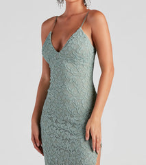 The Marylou Lace Mesh Plunge Neck Formal Dress is a flowy, sage green maxi dress that moves with you from sunny days to elevated nights in effortless style.