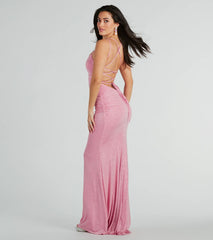 Feel instantly put-together in the Rylie Formal Glitter Lace-Up Column Dress in pink, a stylish wedding guest dress designed for confident style and all-out celebration.