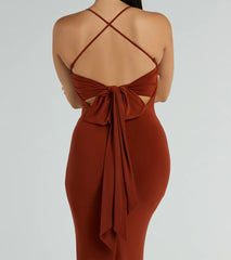 Whether it's the color or silhouette of the Ashley Sleeveless Bow Mermaid Formal Dress, this rust bridesmaid dress is a gorgeous pick for a maid-of-honor or to create a bridal party look ready to celebrate!