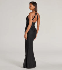 Celebrate in style with the Hadlee Sweetheart Halter Mermaid Mesh Formal Dress, a black formal wedding guest dress featuring an elegant silhouette and luxe details, perfect for a black-tie celebration.