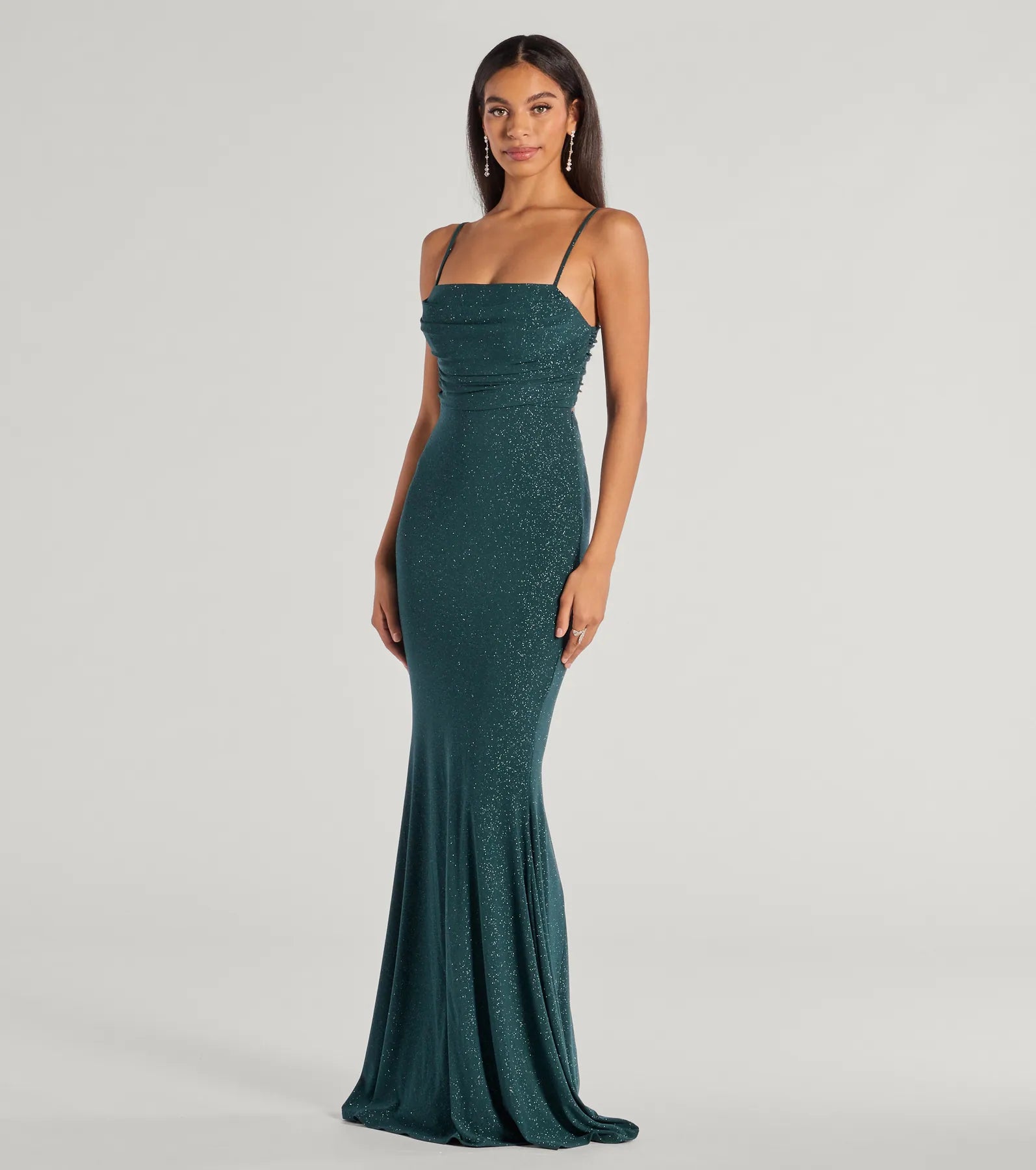 Step into Prom 2025 in a hunter green prom dress, where unique Windsor accents and the standout Colleen Lace Up Mermaid Glitter Formal Dress style come together.