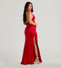 Make a statement in the Jamie Lace-Up Satin Formal Dress, a bold red prom dress designed to exude confidence, elegance, and a striking prom-night look.