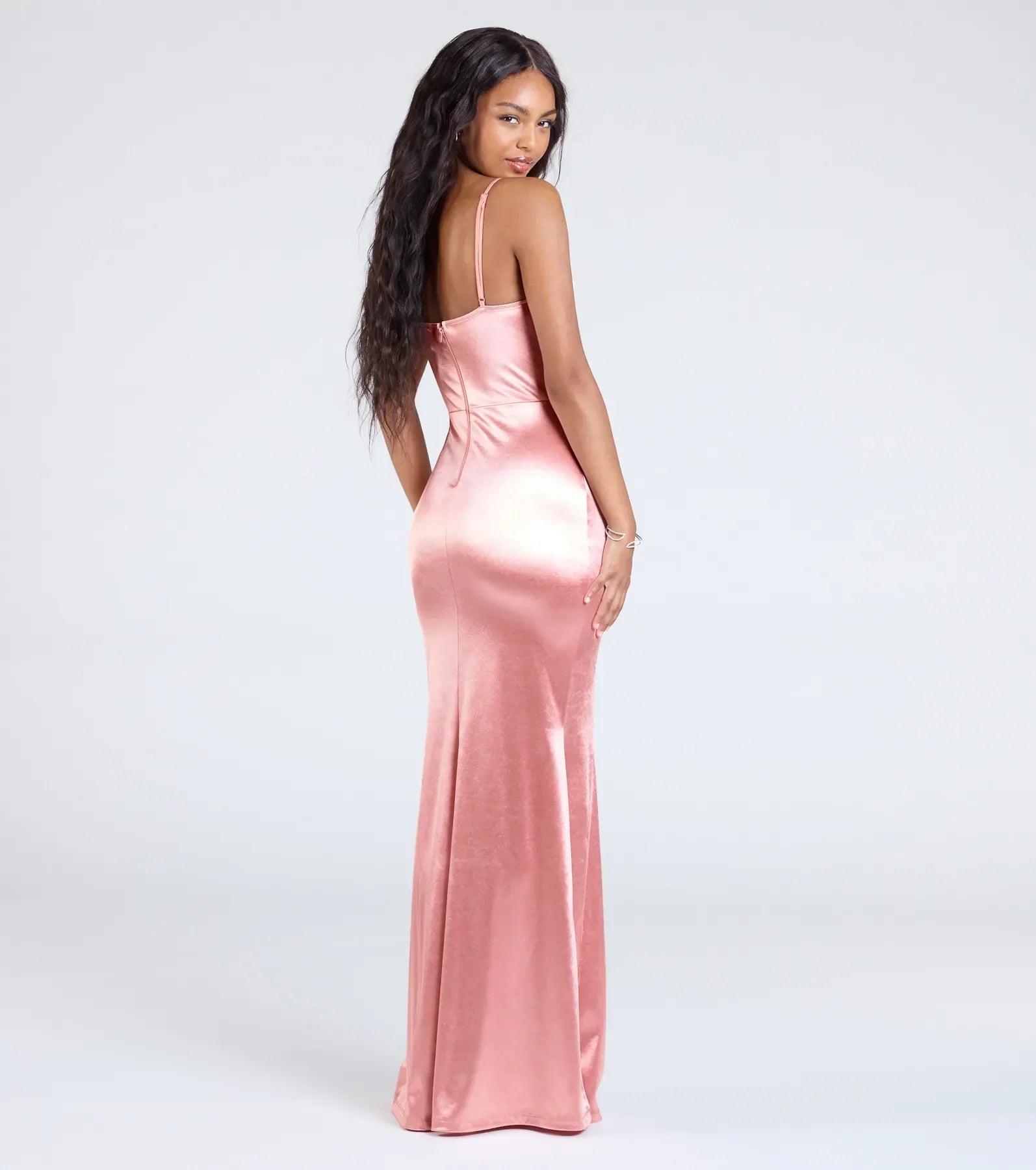 Make a bold statement in the Jackie Floral Sequin Trim Satin Formal Dress in rose, the perfect fall dress for weddings, cocktail hours, nights out, and/or seasonal celebrations.