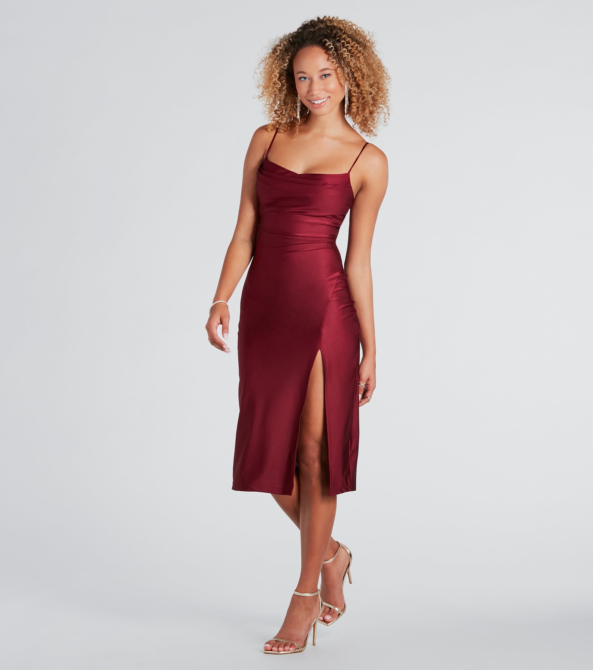 Sleek And Smooth High Slit Midi Dress