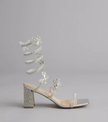 Style made simple with the Flutter Up Rhinestone Spiral Strap Heels in silver, trendy women’s shoes that take your outfit from basic to bold in one step.