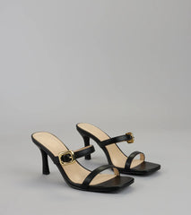 Style made simple with the Booked and Buckled Mule Heels in black, trendy women’s shoes that take your outfit from basic to bold in one step.