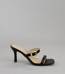 Style made simple with the Booked and Buckled Mule Heels in black, trendy women’s shoes that take your outfit from basic to bold in one step.