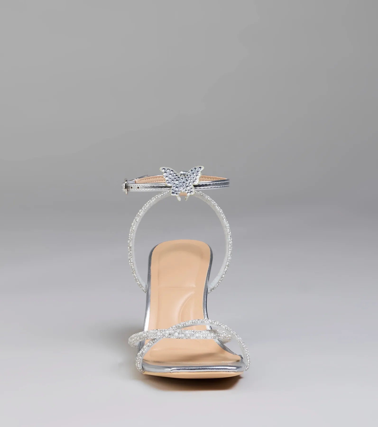 Style made simple with the Fab Icon Butterfly Rhinestone Stiletto Heels in silver, trendy women’s shoes that take your outfit from basic to bold in one step.