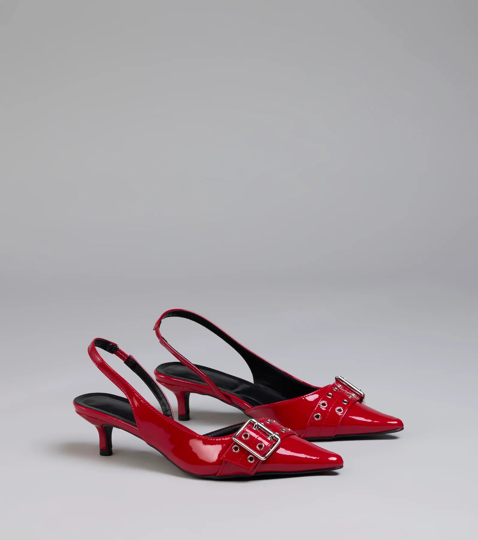 Style made simple with the Sleek Trendy Buckle Strap Slingback Kitten Heels in red, trendy women’s shoes that take your outfit from basic to bold in one step.