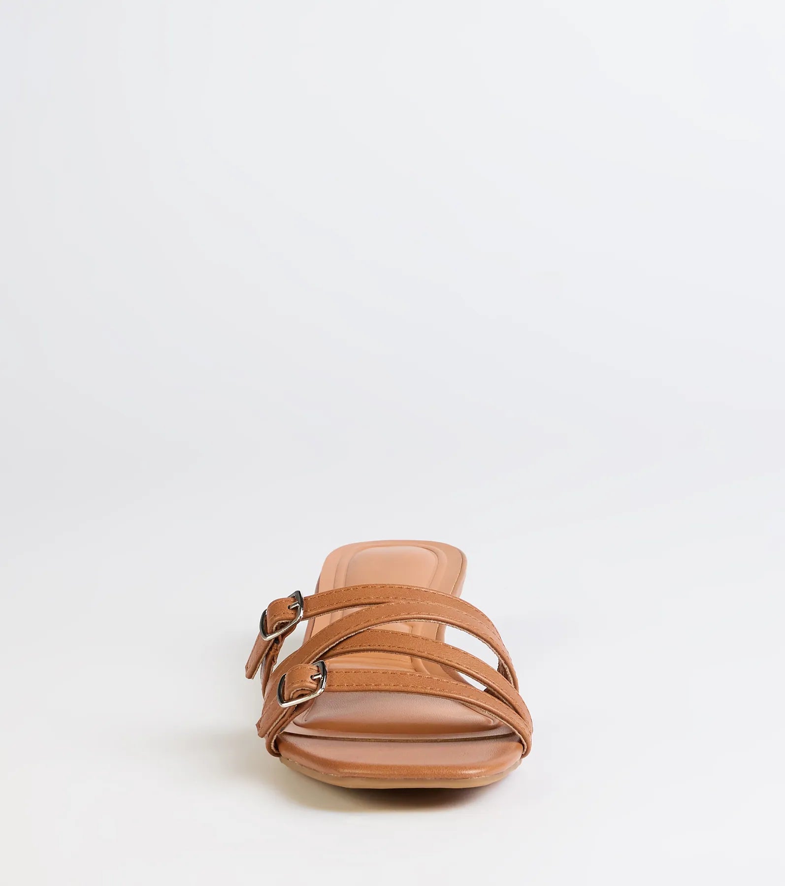 Style made simple with the Trendy Steps Buckle Strap Kitten Heel Mules in camel brown, trendy women’s shoes that take your outfit from basic to bold in one step.