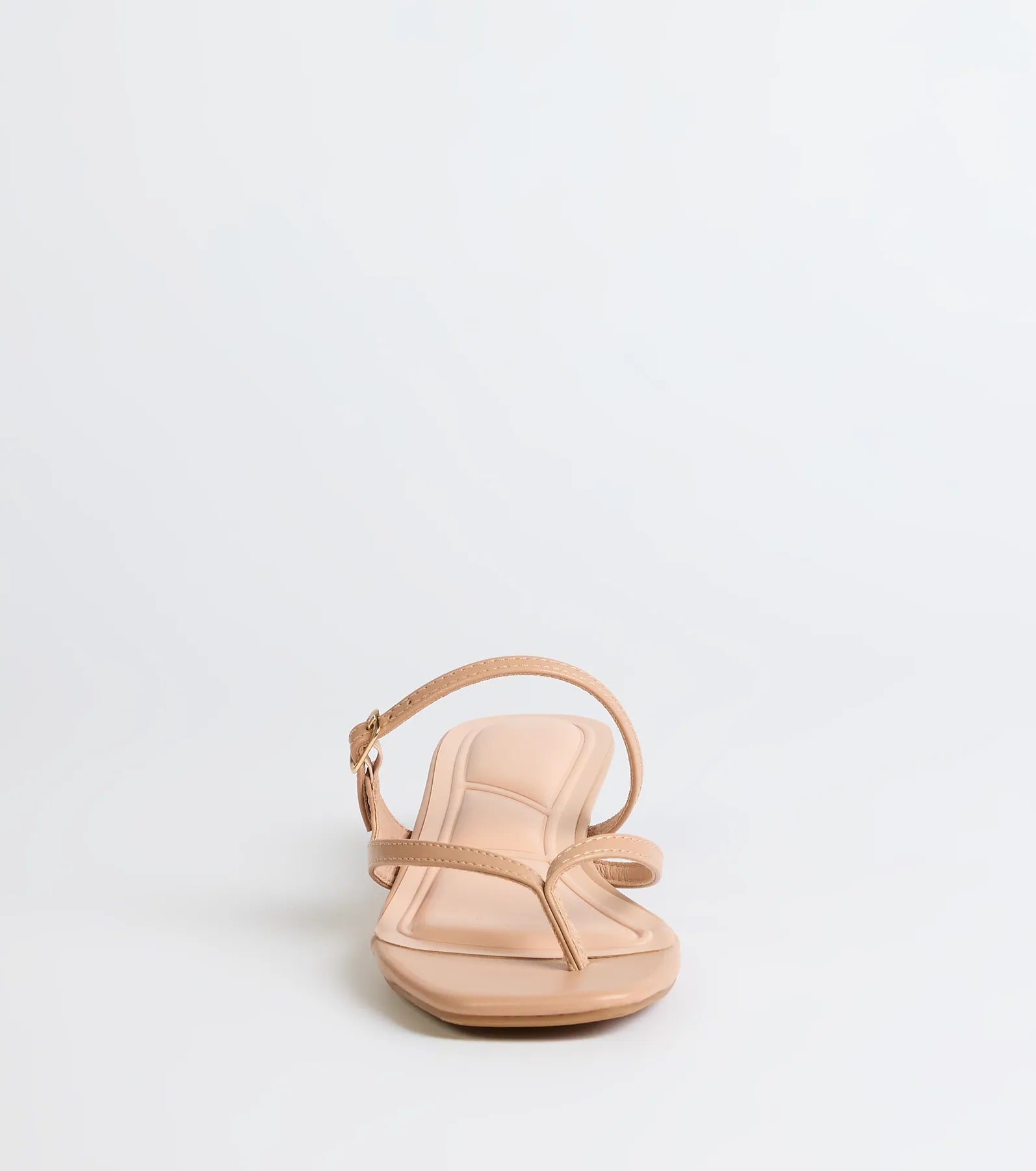 Style made simple with the Chic Trend Thong Strap Kitten Heel Mules in nude, trendy women’s shoes that take your outfit from basic to bold in one step.