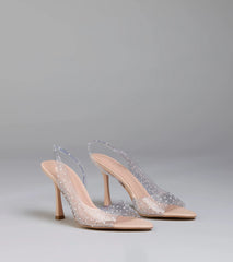 Step into style with the Clear Goals Rhinestone Pearl Slingback Pumps, clear heels made to complete your Windsor look with comfort and glam in mind.