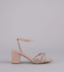 Style made simple with the Sparkle Agenda Rhinestone Strappy Block Heels in nude, trendy women’s shoes that take your outfit from basic to bold in one step.
