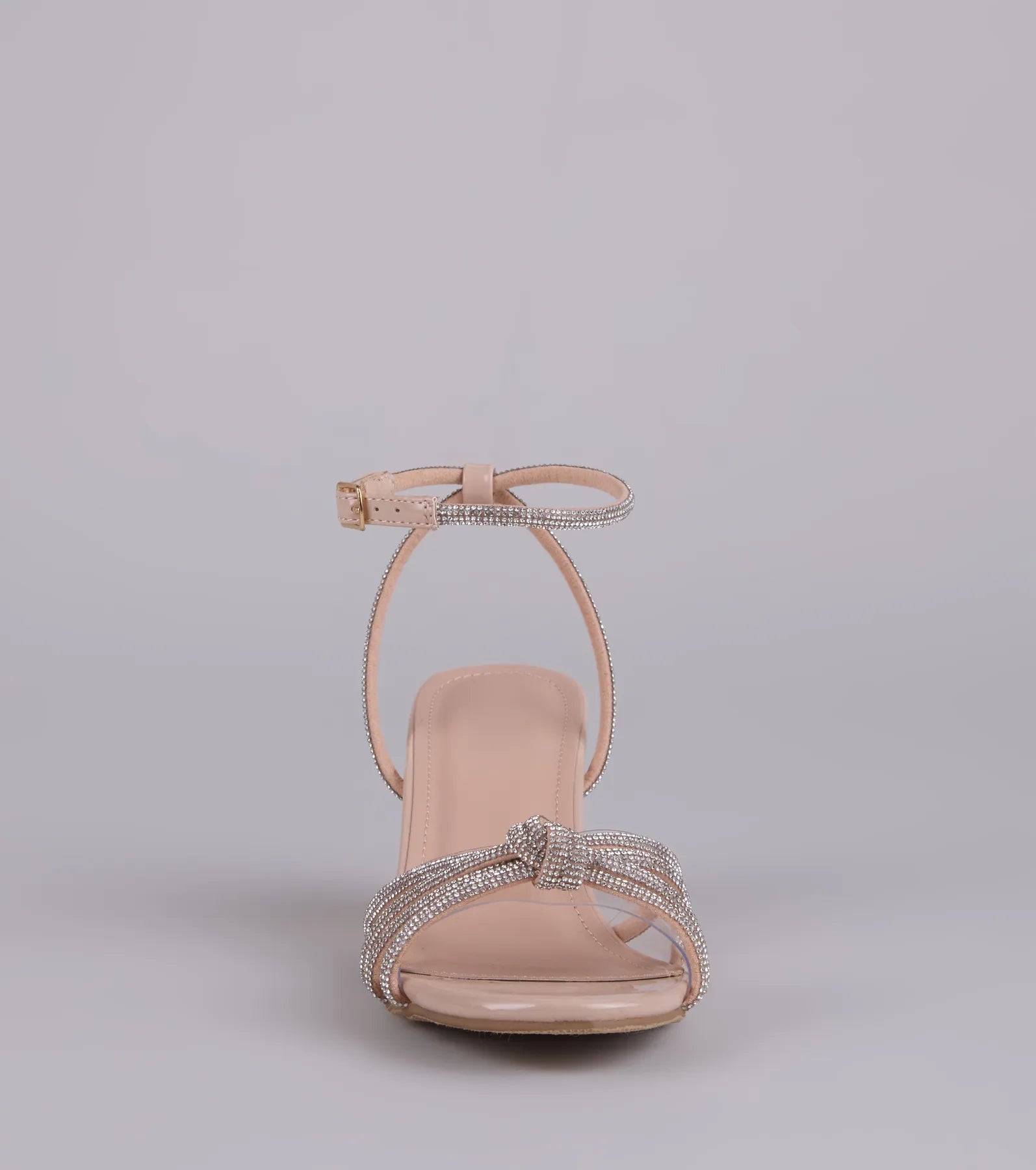 Style made simple with the Sparkle Agenda Rhinestone Strappy Block Heels in nude, trendy women’s shoes that take your outfit from basic to bold in one step.