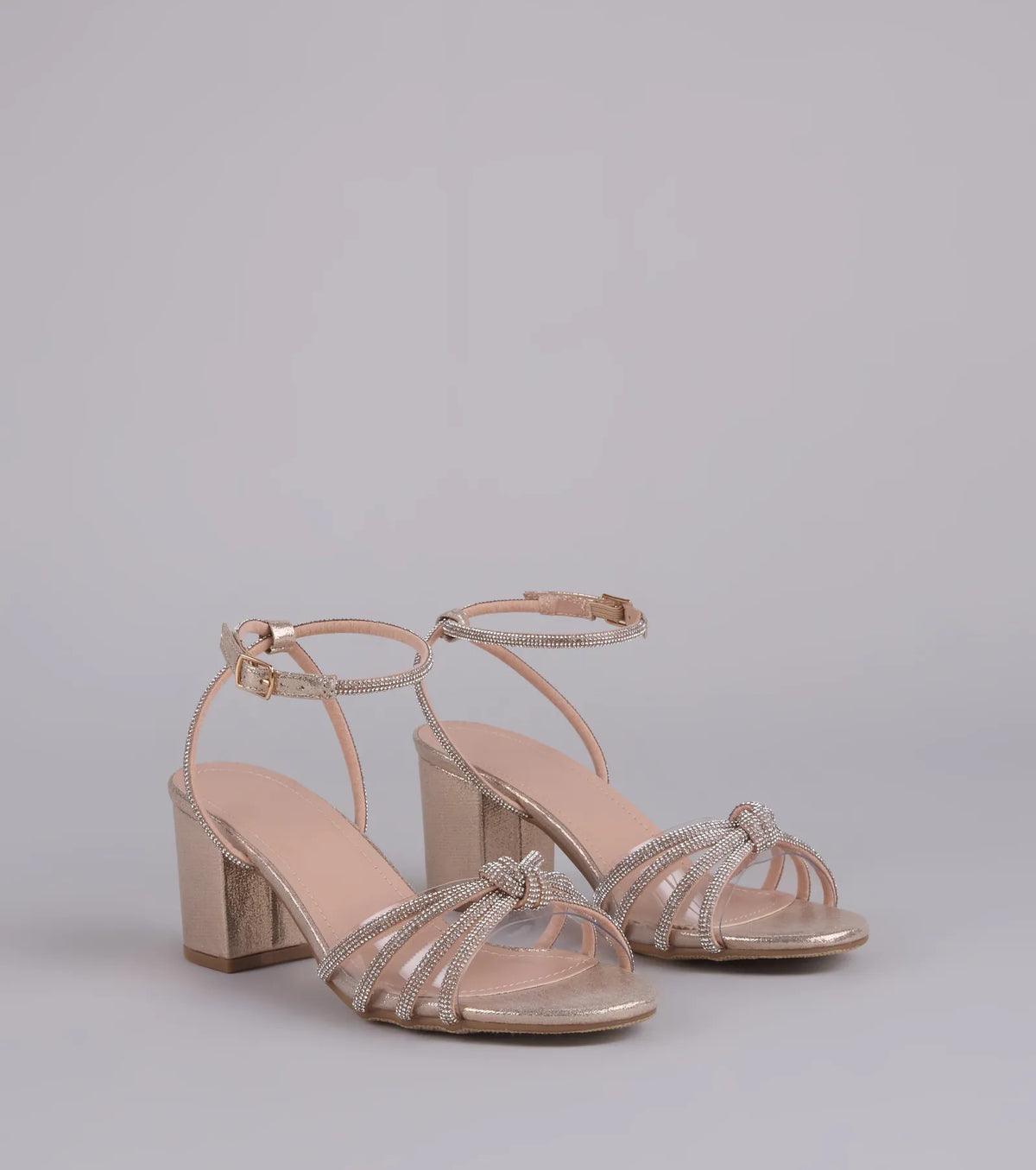 Style made simple with the Sparkle Mode Rhinestone Strappy Glitter Block Heels in gold, trendy women’s shoes that take your outfit from basic to bold in one step.