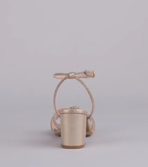 Style made simple with the Sparkle Mode Rhinestone Strappy Glitter Block Heels in gold, trendy women’s shoes that take your outfit from basic to bold in one step.