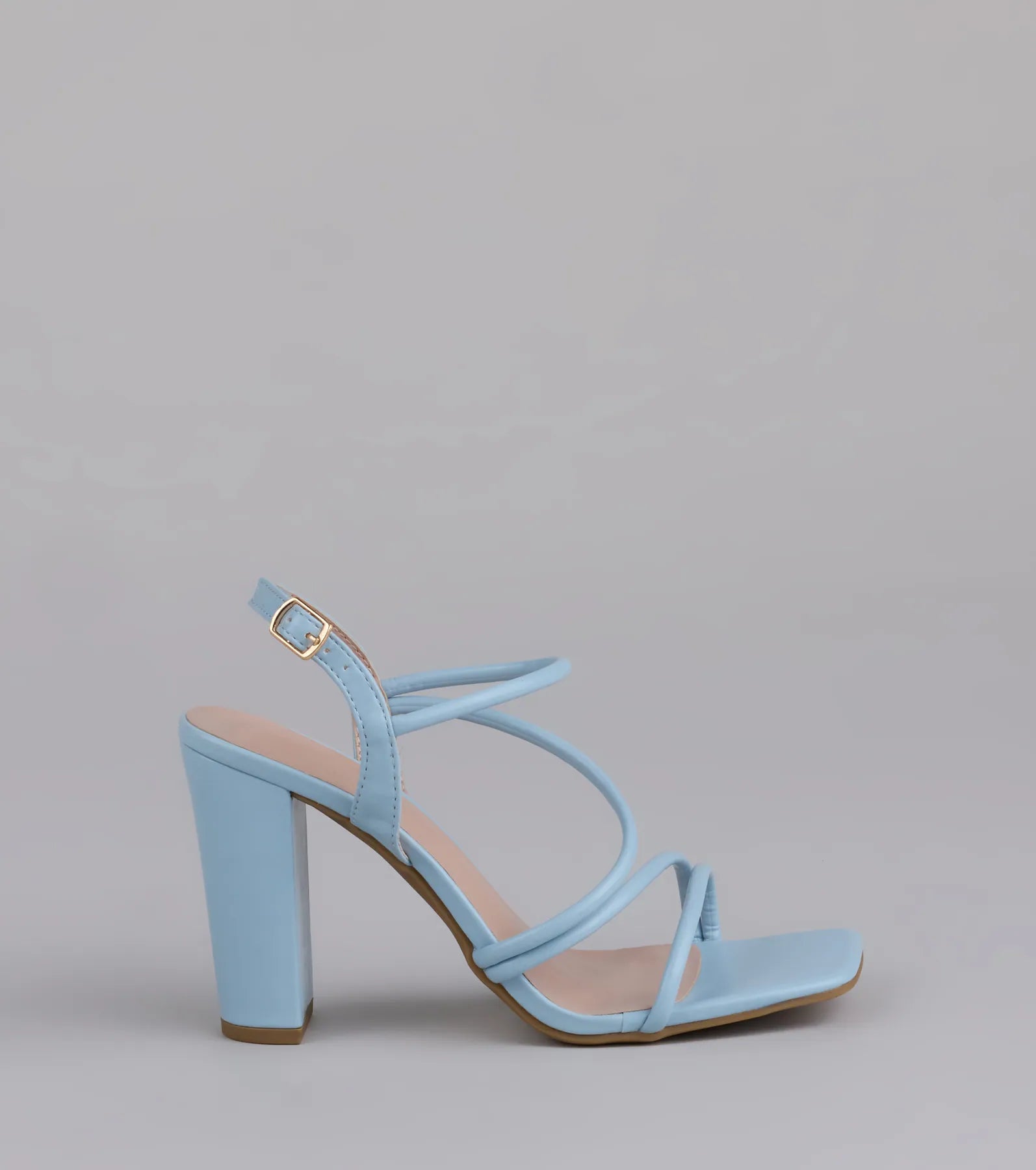 Style made simple with the Flirt Mode Activated Strappy Block Heels in light blue, trendy women’s shoes that take your outfit from basic to bold in one step.