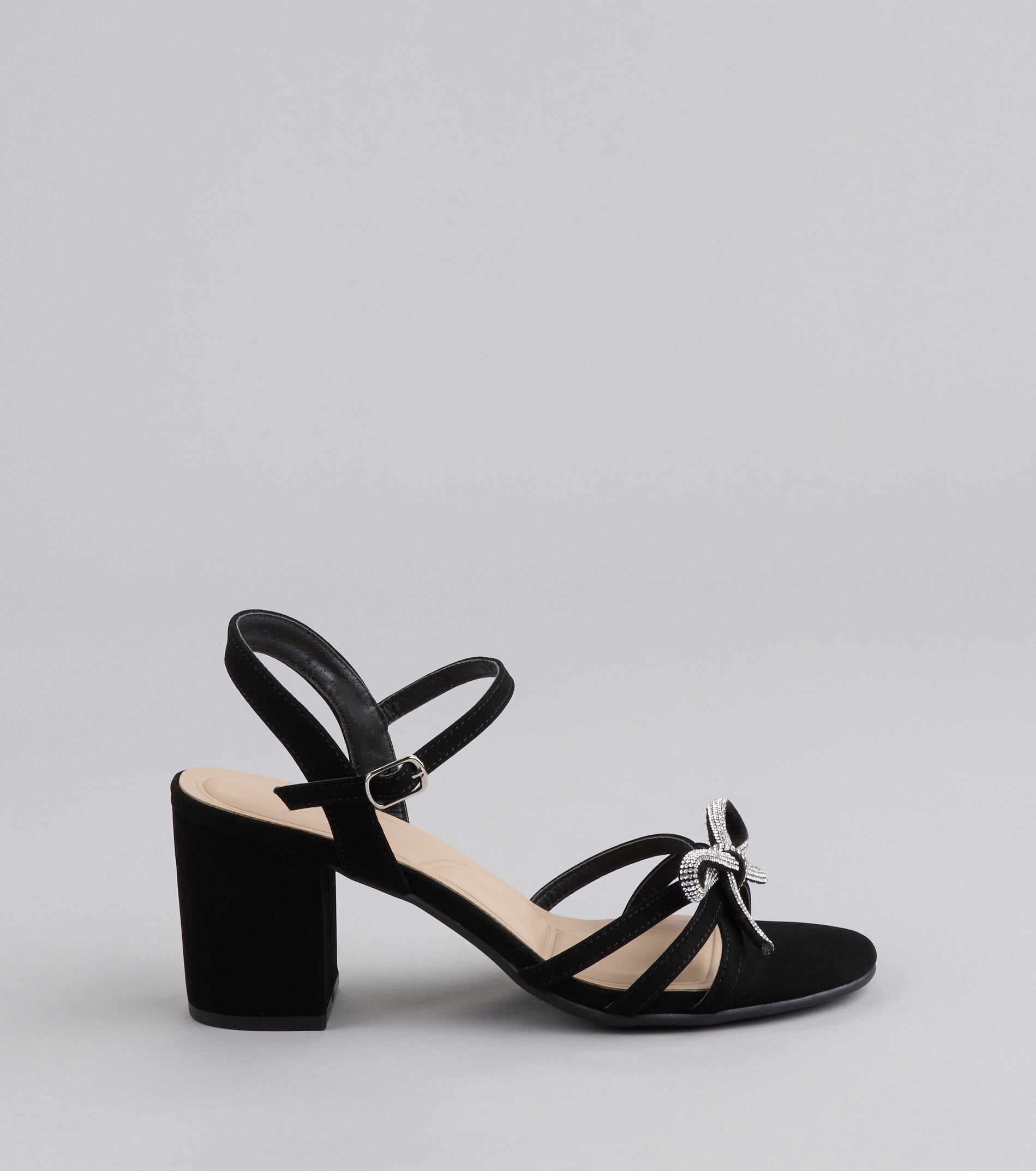 Style made simple with the Glitter And Grace Rhinestone Bow Heels, trendy women’s shoes that take your outfit from basic to bold in one step.