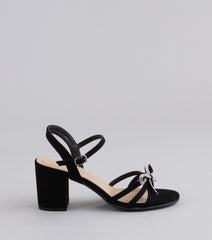 Style made simple with the Glitter And Grace Rhinestone Bow Heels, trendy women’s shoes that take your outfit from basic to bold in one step.