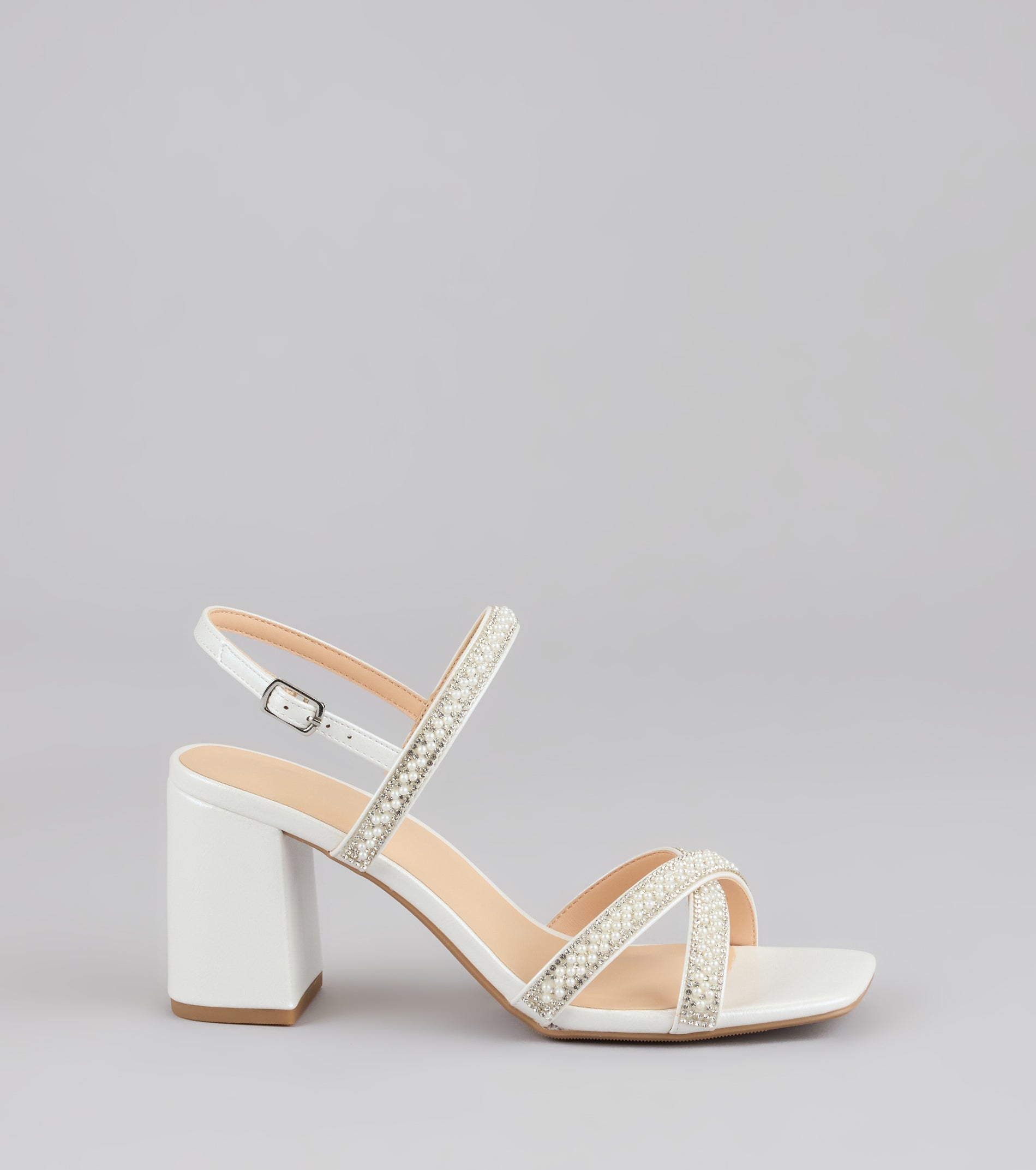 Style made simple with the Shine All Night Pearl Rhinestone Block Heels, trendy women’s shoes that take your outfit from basic to bold in one step.