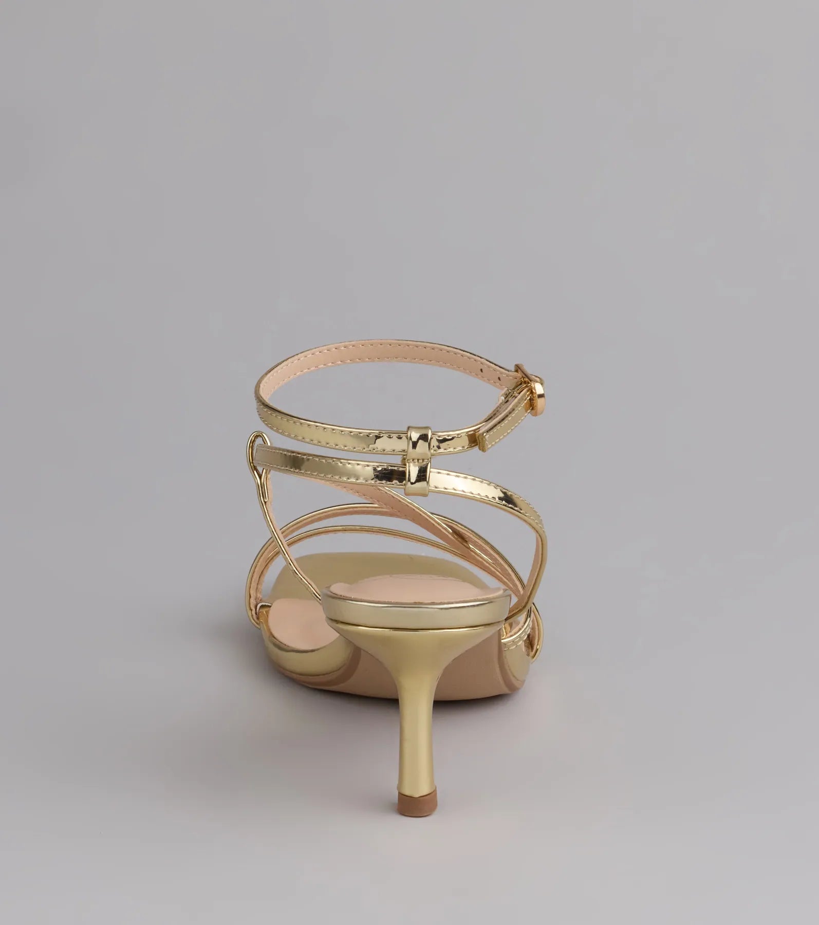 Style made simple with the Simply Stunning Strappy Kitten Heels in gold, trendy women’s shoes that take your outfit from basic to bold in one step.