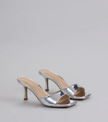 Style made simple with the Glam Stunner Stiletto Mules in silver, trendy women’s shoes that take your outfit from basic to bold in one step.