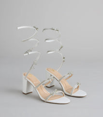 Style made simple with the Put A Bow On It Rhinestone Bow Spiral Heels in white, trendy women’s shoes that take your outfit from basic to bold in one step.