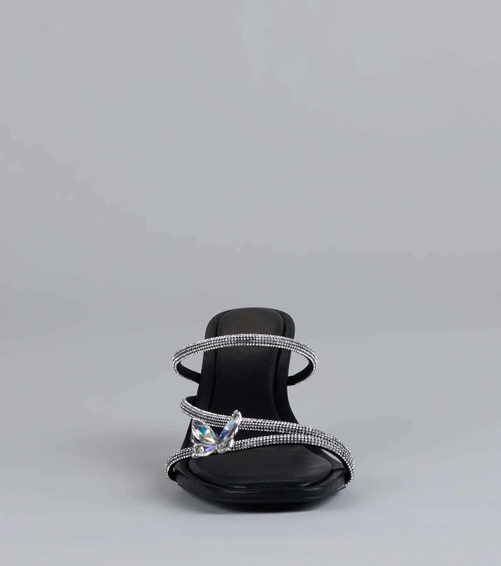 Style made simple with the Winged Whispers Butterfly Rhinestone Mules in black, trendy women’s shoes that take your outfit from basic to bold in one step.