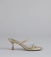 Style made simple with the Butterfly Kisses Rhinestone Metallic Heels in gold, trendy women’s shoes that take your outfit from basic to bold in one step.