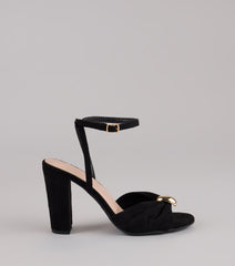 This piece brings trend-right energy to the Chic Streak Faux Suede Block Heels, perfect for fall outfits that stand out.