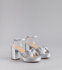 Style made simple with the Shimmer Steps Metallic Block Heels, trendy women’s shoes that take your outfit from basic to bold in one step.