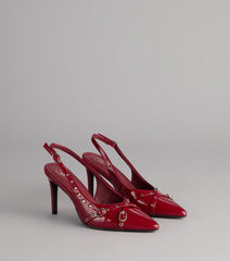 Style made simple with the Final Touch Buckle Stiletto Pumps in wine, trendy women’s shoes that take your outfit from basic to bold in one step.