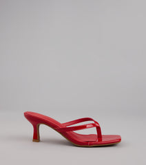 Style made simple with the Sleek Obsessions Patent Thong Kitten Heels, trendy women’s shoes that take your outfit from basic to bold in one step.