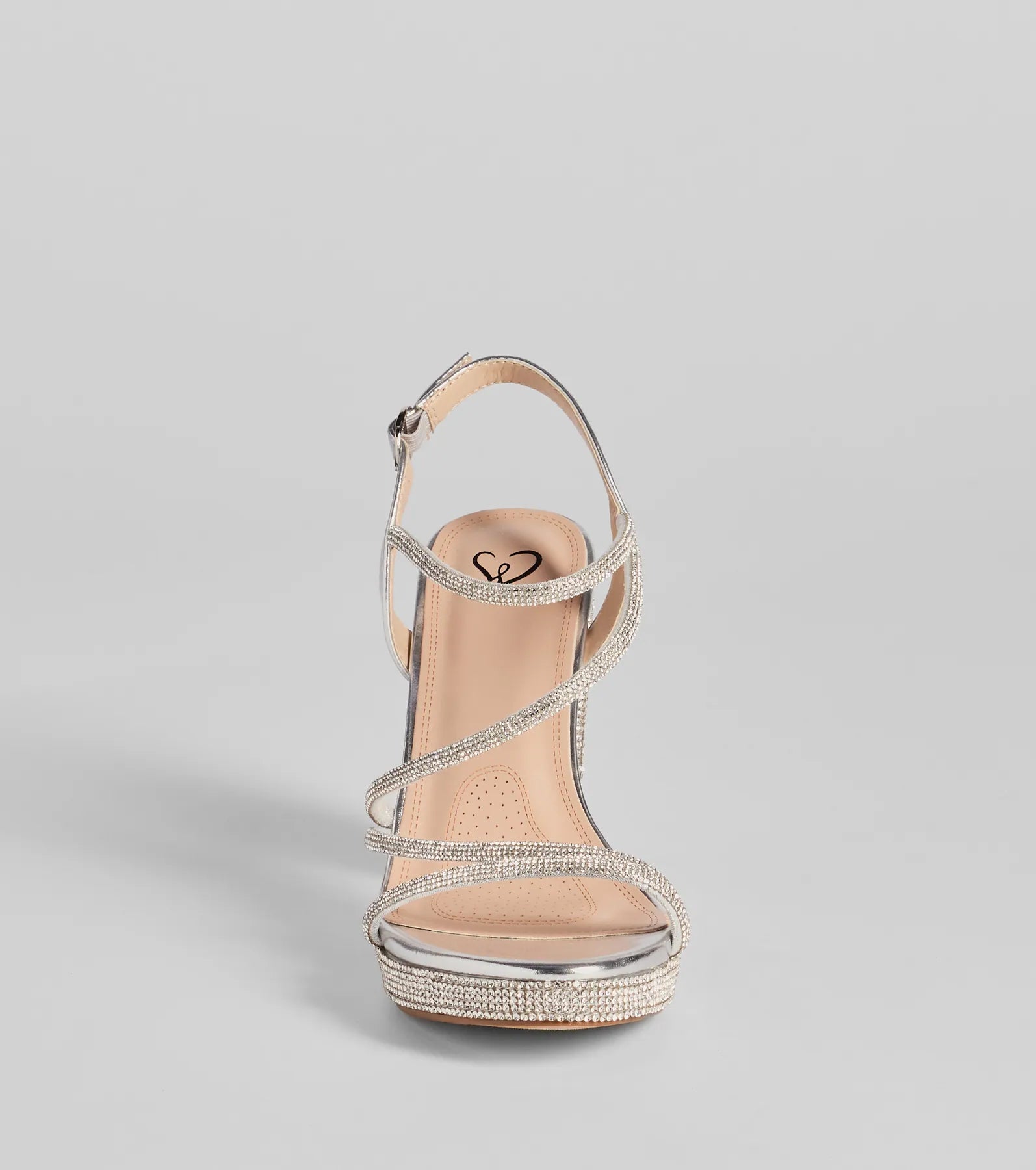 Style made simple with the Glam Stride Rhinestone Metallic Platform Block Heels in silver, trendy women’s shoes that take your outfit from basic to bold in one step.