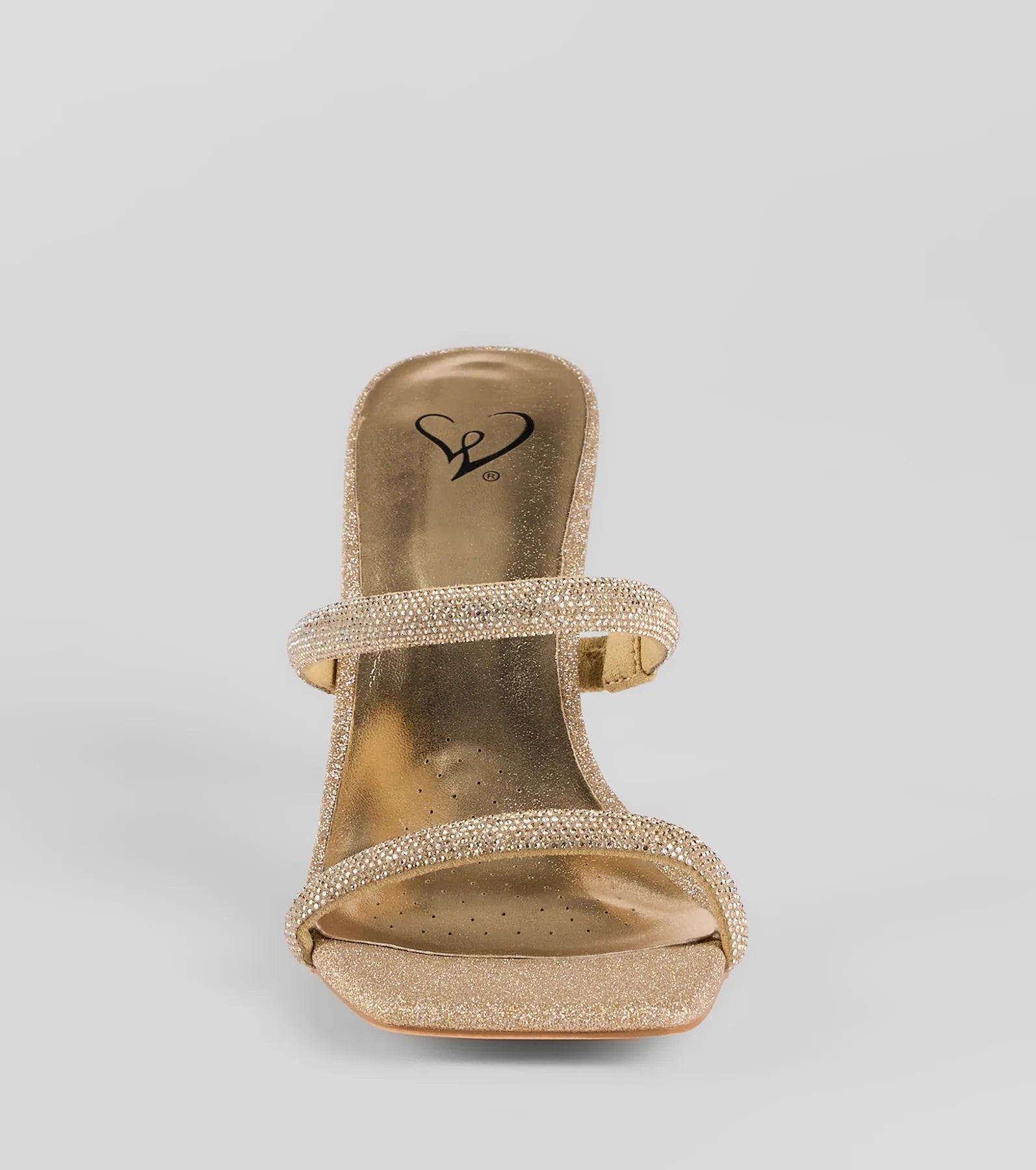 Style made simple with the Classy Luxe Rhinestone Strappy Stiletto Mules in gold, trendy women’s shoes that take your outfit from basic to bold in one step.