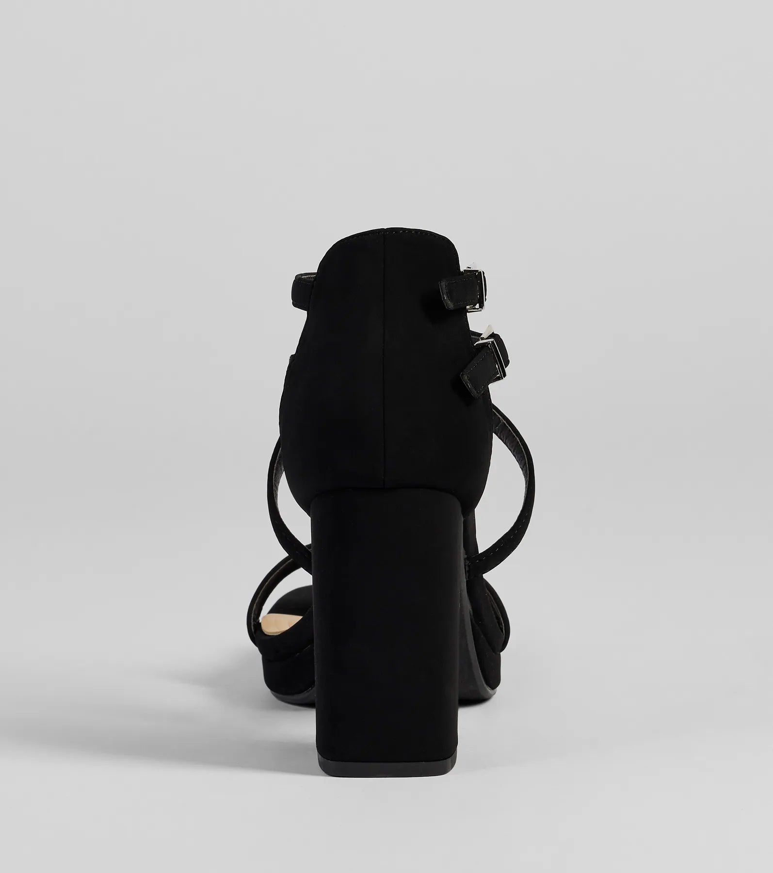 The Slay Every Step Strappy Platform Heels in black brings sleek style to any graduation outfit, from cap and gown to after-party.