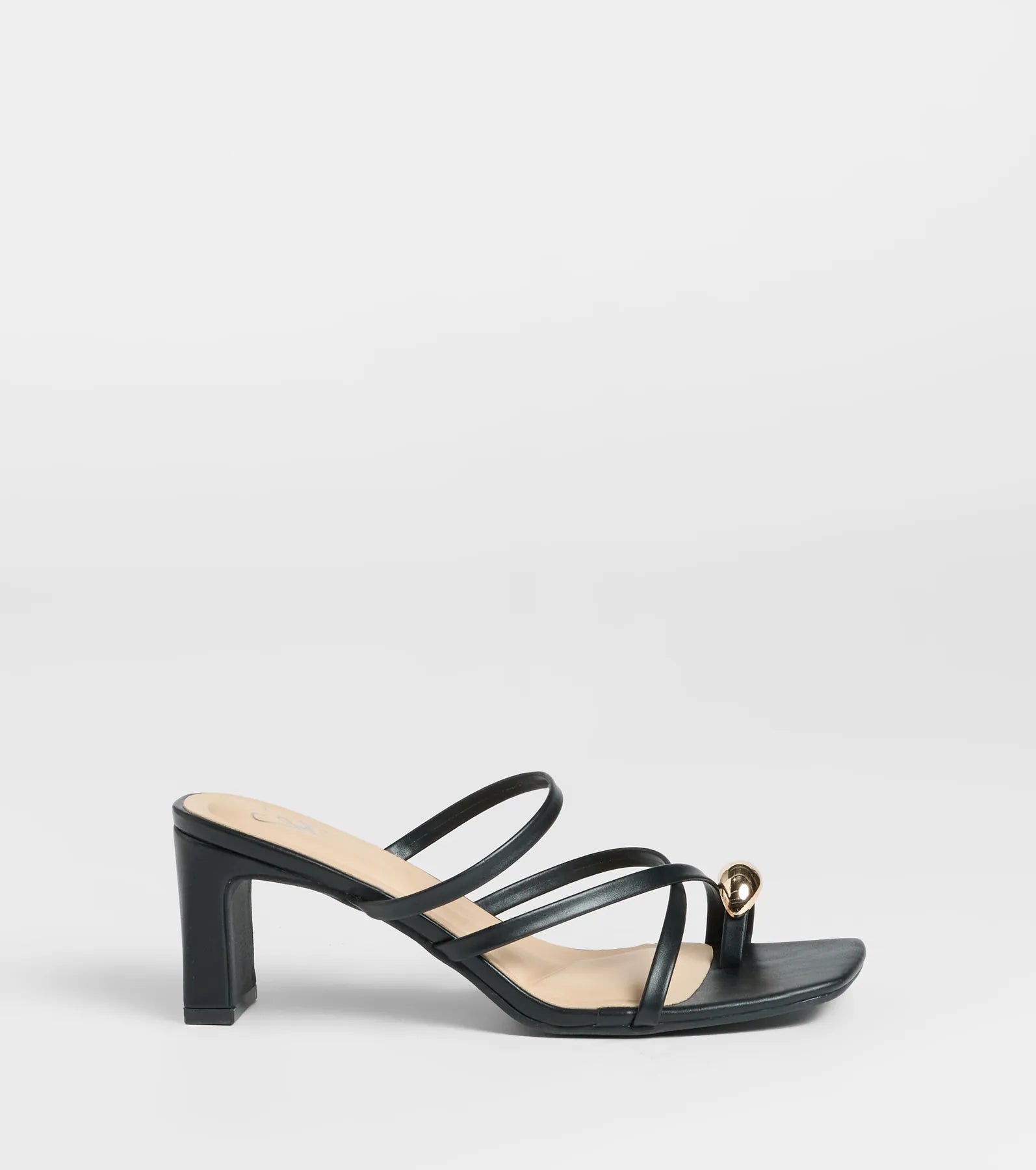 Turn heads in the Sweet Attraction Toe Ring Strappy Block Heels, black heels showcasing a fresh trend or stylish detail made to elevate your full Windsor fit.