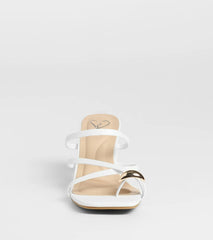 Style made simple with the Sweet Attraction Toe Ring Strappy Block Heels in white, trendy women’s shoes that take your outfit from basic to bold in one step.