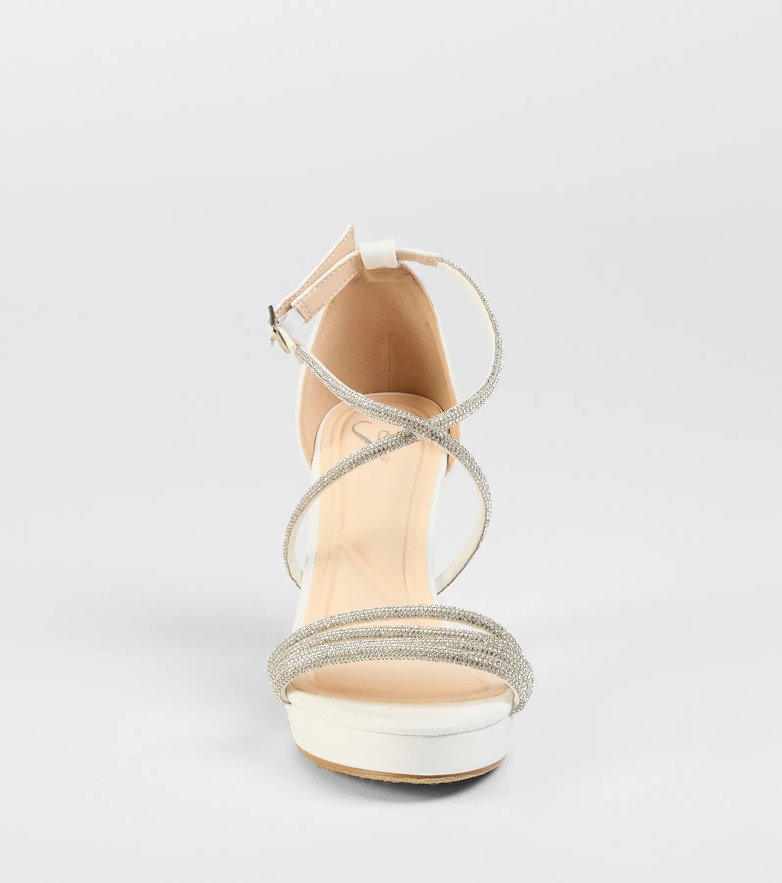 Style made simple with the Night Shimmer Rhinestone Platform Block Heels in white, trendy women’s shoes that take your outfit from basic to bold in one step.