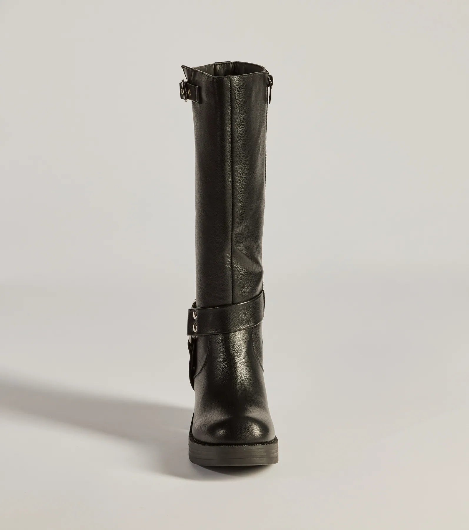 Sleek Strut Under-The-Knee Moto Boots