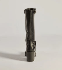 Sleek Strut Under-The-Knee Moto Boots