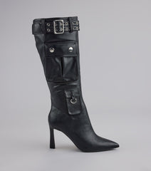 Style made simple with the Hot on the Heist Buckled Pocket Stiletto Boots, trendy women’s shoes that take your outfit from basic to bold in one step.